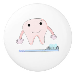 Bouton De Porte En Céramique Dents et brosse à dents mignons
