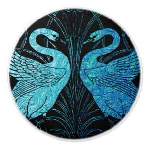 Bouton De Porte En Céramique design art nouveau élégant, turquoise métallique e