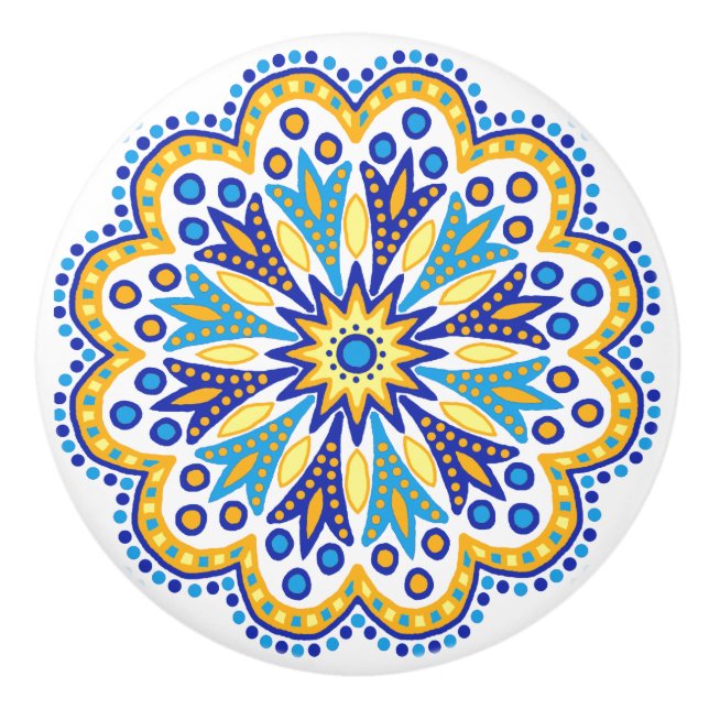 Bouton De Porte En Céramique Design boho marocain (Devant)
