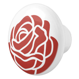 Bouton De Porte En Céramique Design stylisé de fleurs de rose rouge