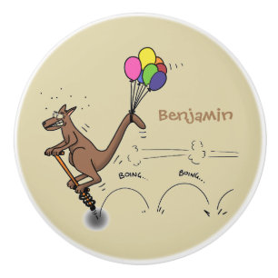 Bouton De Porte En Céramique Dessin d'humour australien kangourou