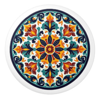 Bouton De Porte En Céramique Détail Mexicaine Talavera Floral Ceramic Knob