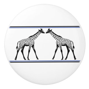 Bouton De Porte En Céramique Deux tiroirs pour enfant Giraffe