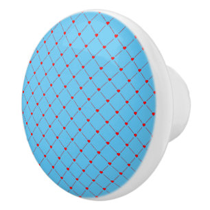 Bouton De Porte En Céramique Diamond Shaped Red Heart & Line Art