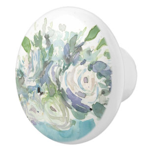Bouton De Porte En Céramique Disposition de ressort - bouquet d'aquarelle