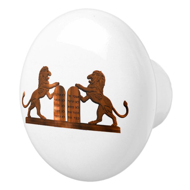 Bouton De Porte En Céramique Dix commandements et lions (Droite)