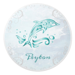 Bouton De Porte En Céramique Dolphin turquoise Ceramic Personnalisé Knob