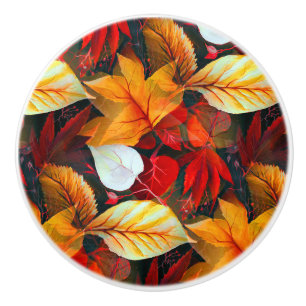 Bouton De Porte En Céramique Domaine du feuillage avec Feuilles d'érable aux co