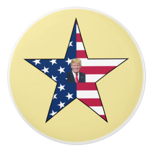 Bouton De Porte En Céramique Donald J. Trump~ Président~ Drapeau US~ Étoile ~ M