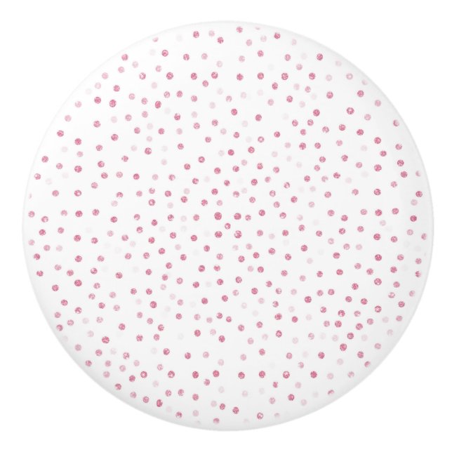 Bouton De Porte En Céramique Dots d'or pour filles Roses Confetti White Design (Devant)