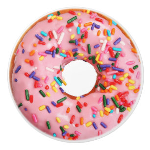 Bouton De Porte En Céramique Doughnut rose 2 molette