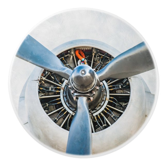 Bouton De Porte En Céramique Douglas DC-3 Aircraft. Hélice (Devant)