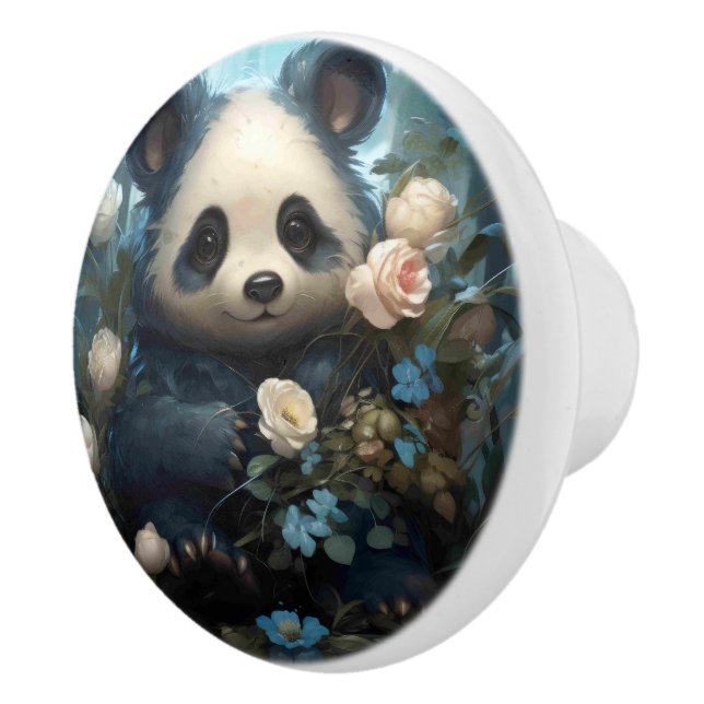 Bouton De Porte En Céramique Doux Ours De Panda Chez Les Roses De La Jungle (Droite)
