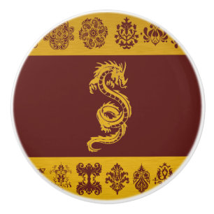 Bouton De Porte En Céramique Dragon chinois, Dragon d'or, Imaginaire, Mythologi