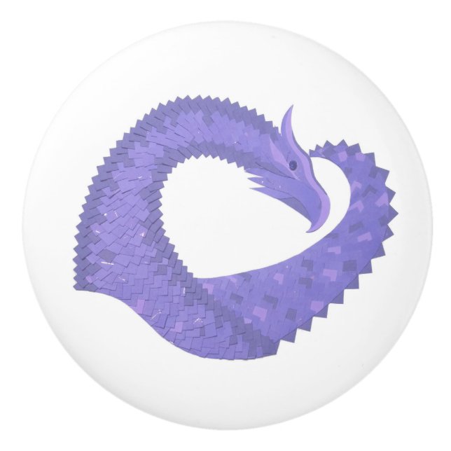 Bouton De Porte En Céramique Dragon de coeur périphérique sur blanc (Devant)