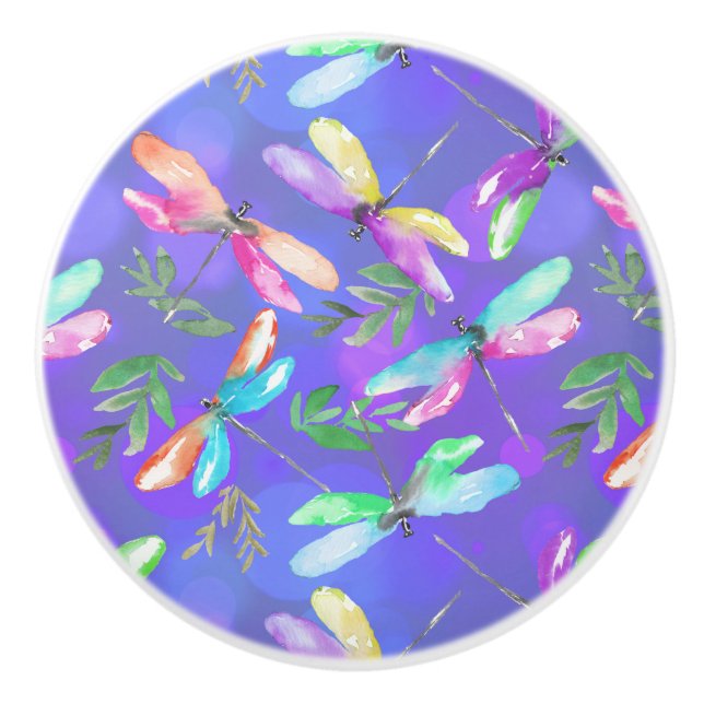 Bouton De Porte En Céramique Dragonflies magiques 2.b Ceramic Knob (Devant)