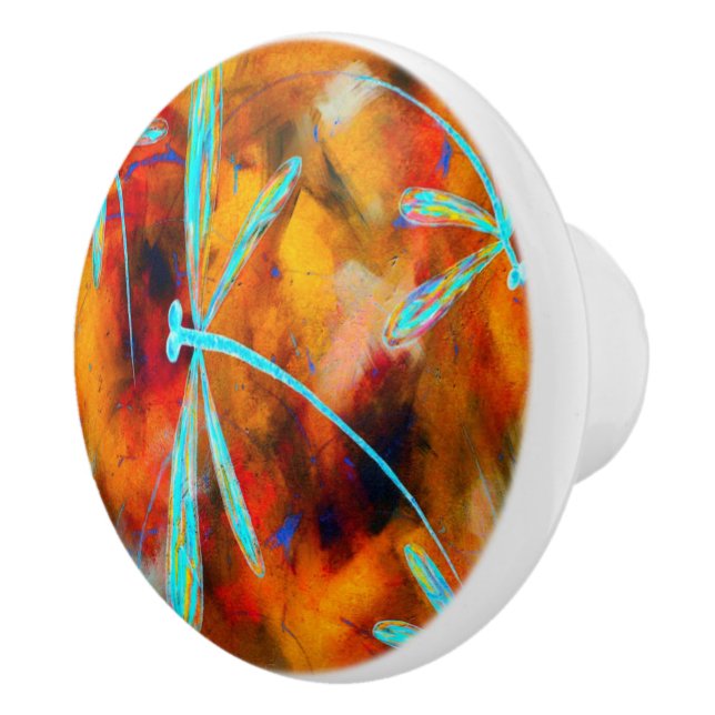 Bouton De Porte En Céramique Dragonfly Desert Red & Orange Flit (Droite)