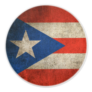 Bouton De Porte En Céramique Drapeau affligé par cru de Porto Rico