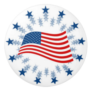 Bouton De Porte En Céramique Drapeau américain et étoiles
