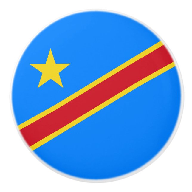Bouton De Porte En Céramique Drapeau Congo Kinshasa (Devant)