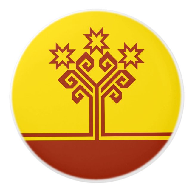 Bouton De Porte En Céramique Drapeau de Chuvashia (Devant)