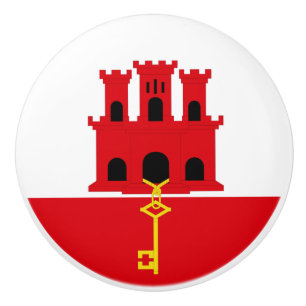 Bouton De Porte En Céramique Drapeau de Gibraltar Ceramic Pull