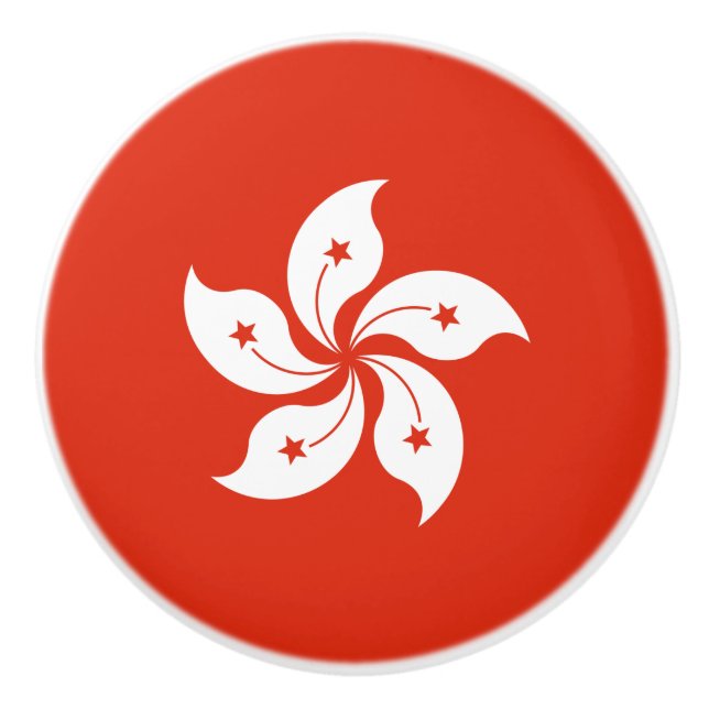 Bouton De Porte En Céramique Drapeau de Hong Kong (Devant)