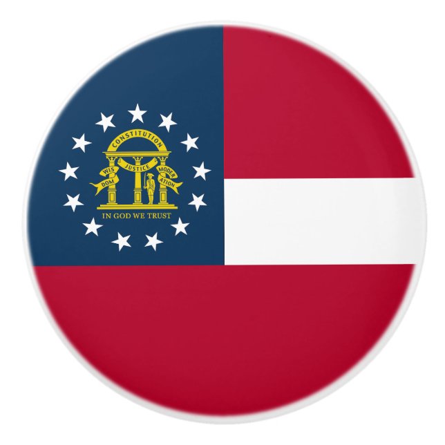Bouton De Porte En Céramique Drapeau de l'État de Géorgie (Devant)