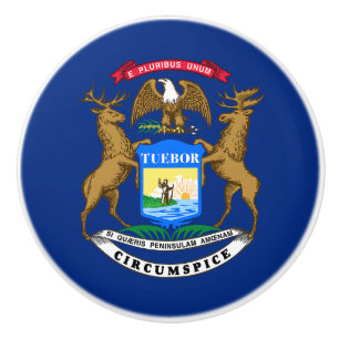 Bouton De Porte En Céramique Drapeau de l'État du Michigan