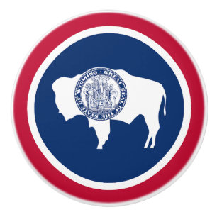 Bouton De Porte En Céramique Drapeau de l'État du Wyoming
