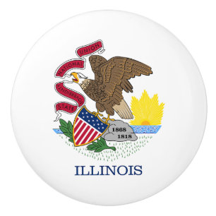 Bouton De Porte En Céramique Drapeau de l'Illinois
