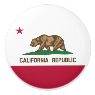 Bouton De Porte En Céramique Drapeau de l'ours de Californie : État de Cali Gol