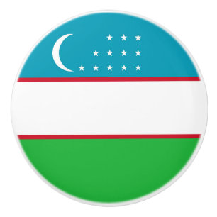 Bouton De Porte En Céramique Drapeau de l'Ouzbékistan