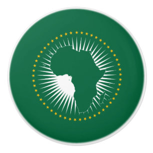 Bouton De Porte En Céramique Drapeau de l'Union africaine (Afrique) (Panafrica)