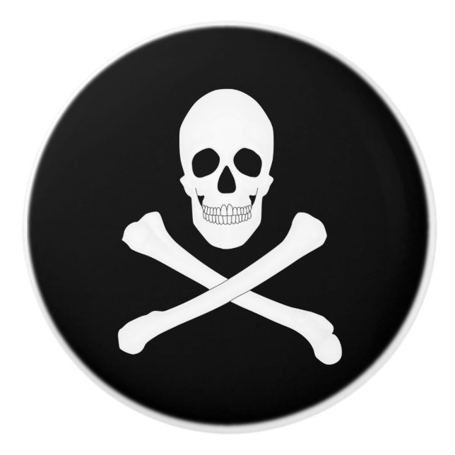 Bouton De Porte En Céramique Drapeau de pirate (crâne et os croisés) (Jolly rog (Devant)