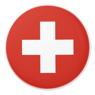 Bouton De Porte En Céramique Drapeau de Suisse Ceramic Knob