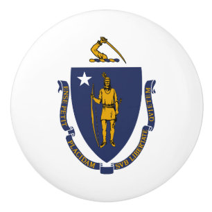 Bouton De Porte En Céramique Drapeau d'État du Massachusetts