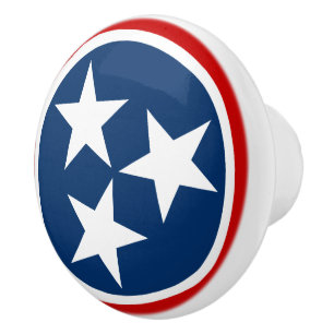 Bouton De Porte En Céramique Drapeau d'État du Tennessee Blue White Stars