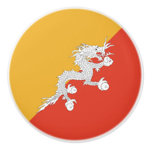 Bouton De Porte En Céramique Drapeau du Bhoutan patriotique