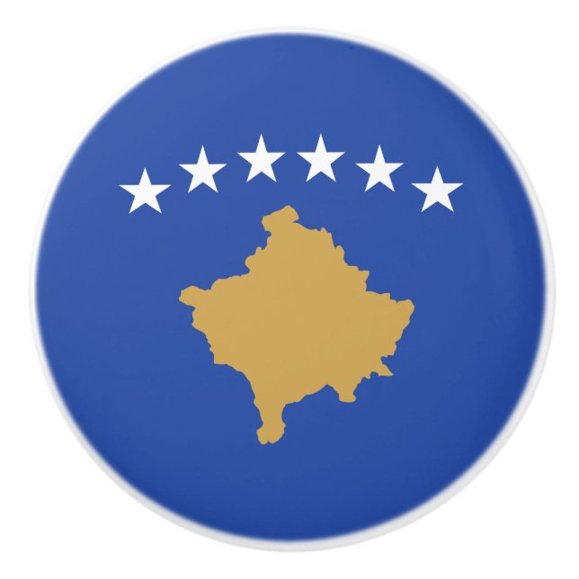 Bouton De Porte En Céramique Drapeau du Kosovo (Devant)