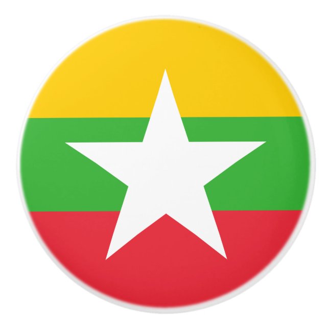 Bouton De Porte En Céramique Drapeau du Myanmar (Devant)