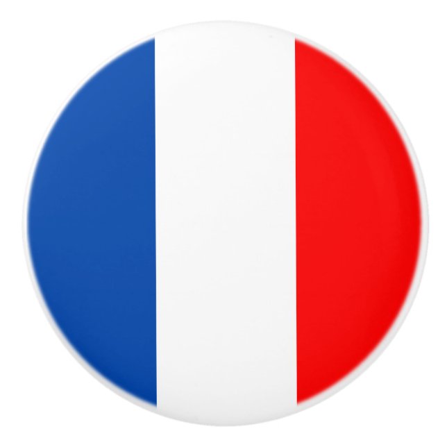 Bouton De Porte En Céramique Drapeau France (Devant)