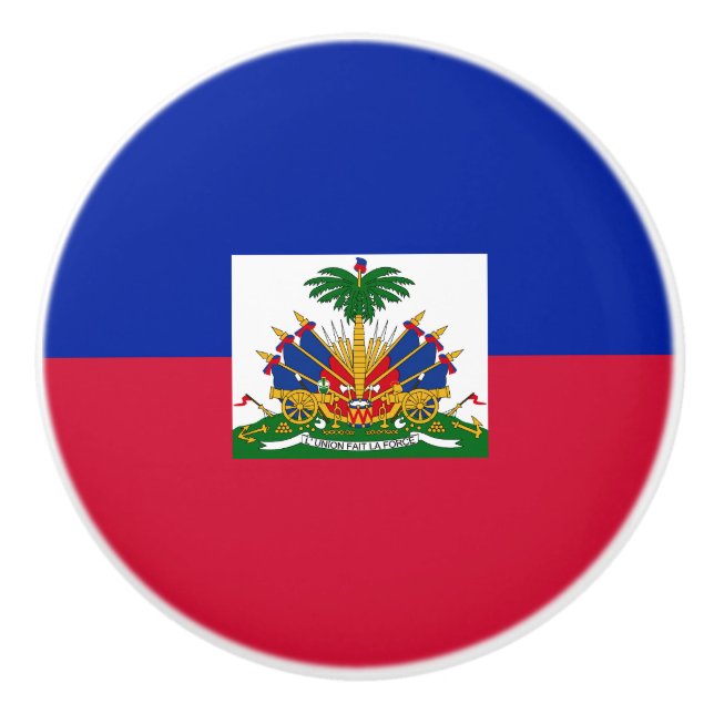 Bouton De Porte En Céramique Drapeau Haïti (Devant)