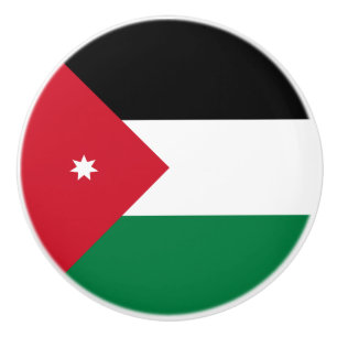 Bouton De Porte En Céramique Drapeau Jordanie