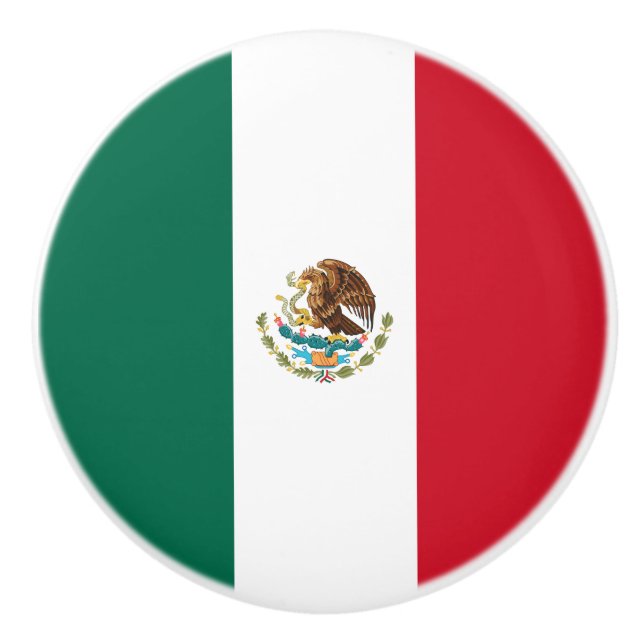 Bouton De Porte En Céramique Drapeau mexicain (Devant)