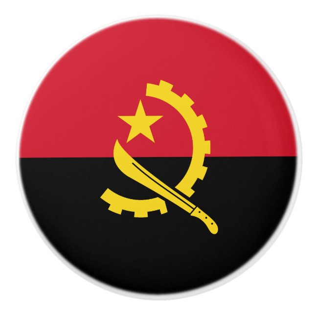 Bouton De Porte En Céramique Drapeau patriotique angolais (Devant)