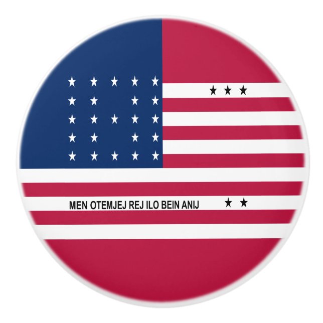 Bouton De Porte En Céramique Drapeau patriotique de l'atoll de Bikini (Devant)