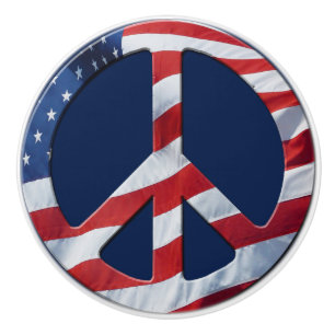 Bouton De Porte En Céramique Drapeau patriotique des Etats-Unis et du signe de