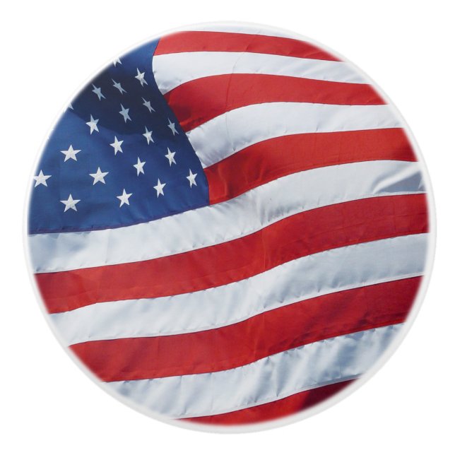 Bouton De Porte En Céramique Drapeau patriotique des USA - Fier Américain (Devant)