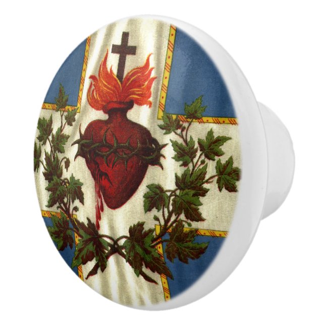 Bouton De Porte En Céramique Drapeau Québec antique Carillon Sacré-Cœur (Droite)
